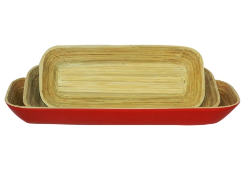 3pc bamboo bread basket rectangular